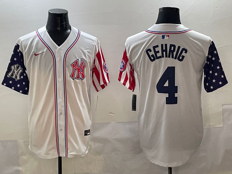 Men New York Yankees #4 Gehrig White a generation of national flags Jointly Name 2025 Nike MLB Jersey style 7->new york yankees->MLB Jersey